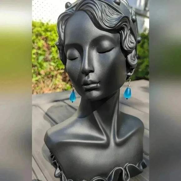 Fashion Jewelry Dangle Earrings Sea Glass Blue (New) - Picture 9 of 11